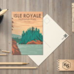 Isle Royale National Park Michigan Vintage Postcard<br><div class="desc">Isle Royale vector artwork in a window style design. The park is consisting of Isle Royale and hundreds of adjacent islands,  as well as the surrounding waters of Lake Superior,  in the state of Michigan.</div>
