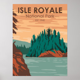 Isle Royale National Park Michigan Vintage Poster