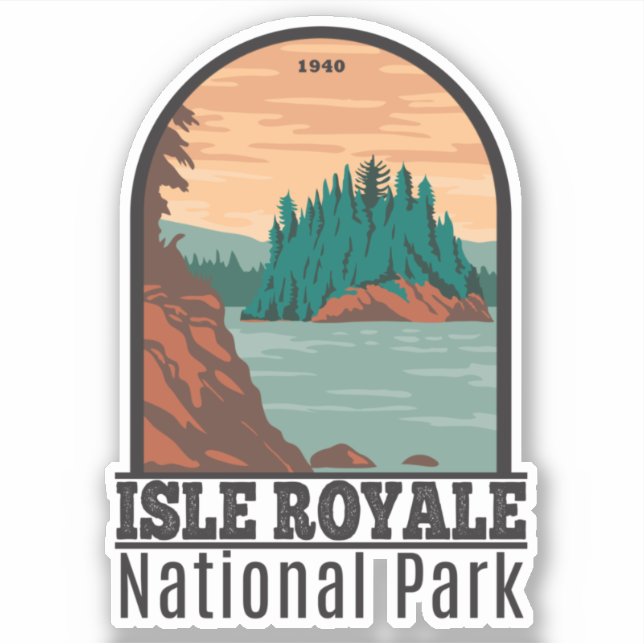Isle Royale National Park Michigan Vintage Sticker (Front)