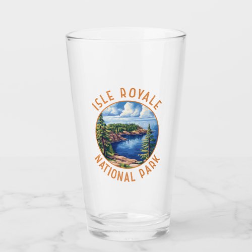 Isle Royale National Park Retro Distressed Circle Glass