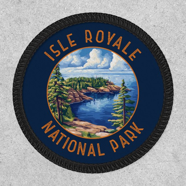 Isle Royale National Park Retro Distressed Circle Patch (Front)