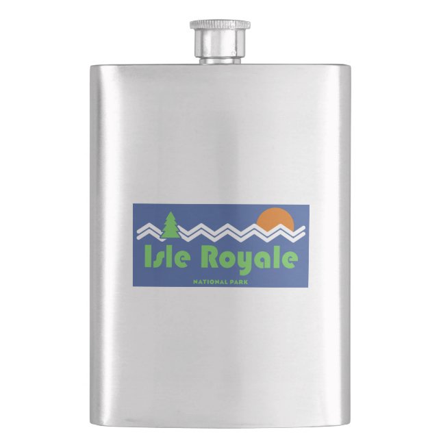 Isle Royale National Park Retro Flask (Front)