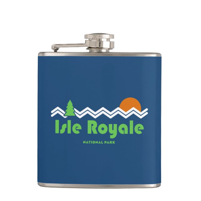 Isle Royale National Park Retro Flask (Front)