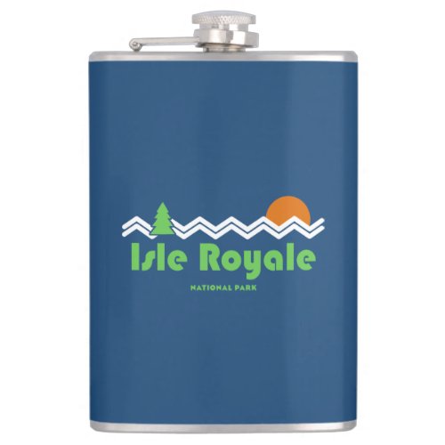 Isle Royale National Park Retro Flask