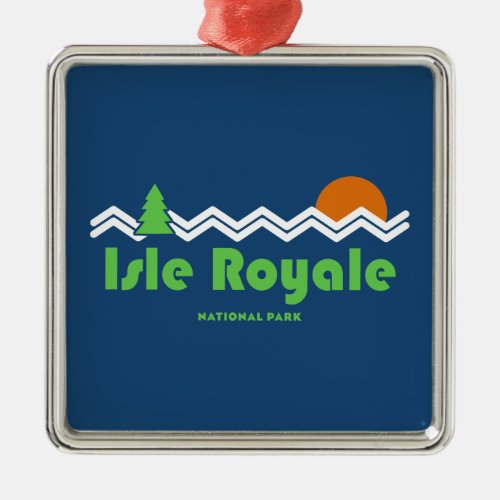 Isle Royale National Park Retro Metal Ornament