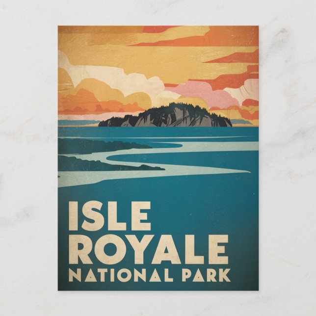 Isle Royale National Park Retro Poster Holiday Postcard (Front)