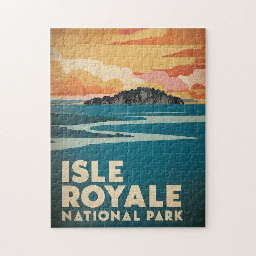 Isle Royale National Park Retro Poster Jigsaw Puzzle