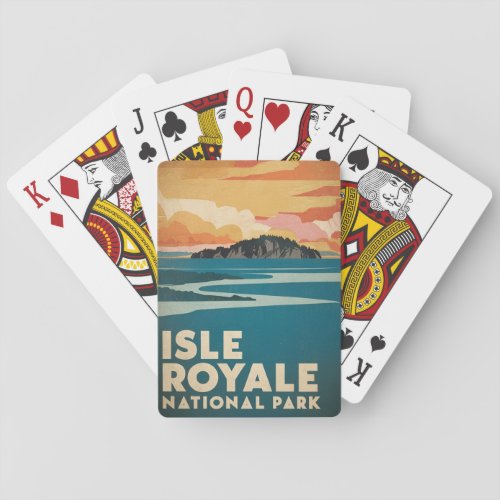 Isle Royale National Park Retro Poster Playing Cards
