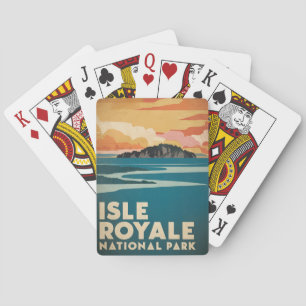 Isle Royale National Park Retro Poster Poker Cards