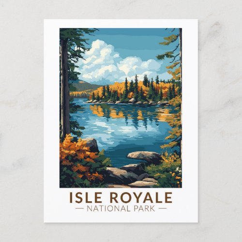 Isle Royale National Park Travel Art Vintage Postcard