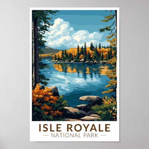 Isle Royale National Park Travel Art Vintage Poster