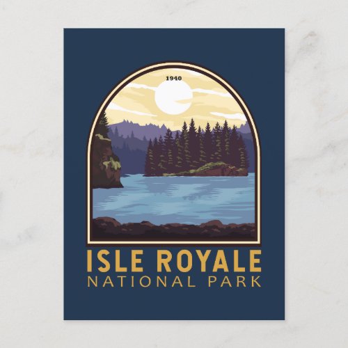 Isle Royale National Park Vintage Emblem Postcard
