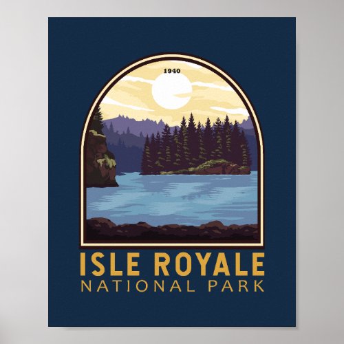 Isle Royale National Park Vintage Emblem Poster