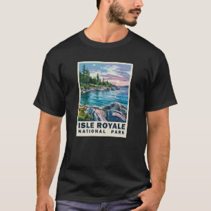 Isle Royale National Park Watercolor Vintage Art T-Shirt