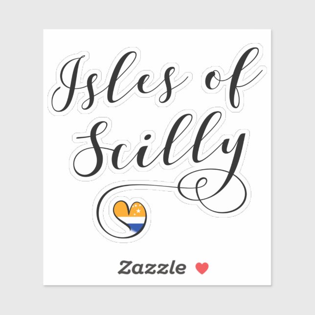 Isles of Scilly Flag In Heart Sticker (Sheet)