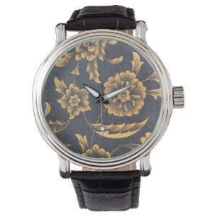 'Islimi' Gold and slate colored wristwatch