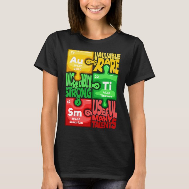 Ism Puzzle Chemistry Time Table Elements Autism Aw T-Shirt (Front)