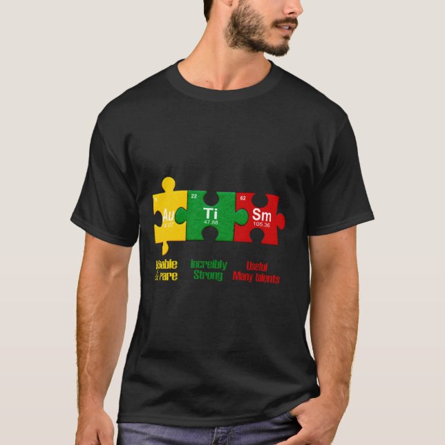 Ism Puzzle Chemistry Time Table Elements Autism Aw T-Shirt (Front)