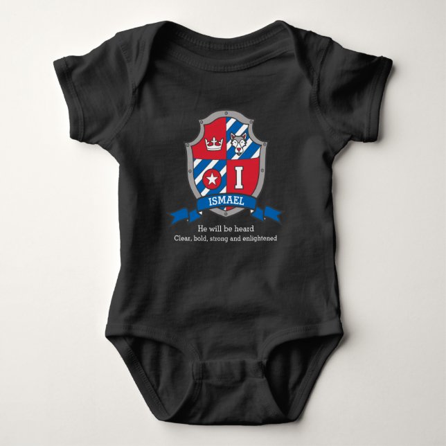 Ismael boys I name & meaning knights shield Baby Bodysuit (Front)