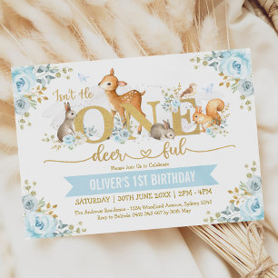 Isn't He ONE-deer-ful Boy Woodland 1st Birthday Invitation