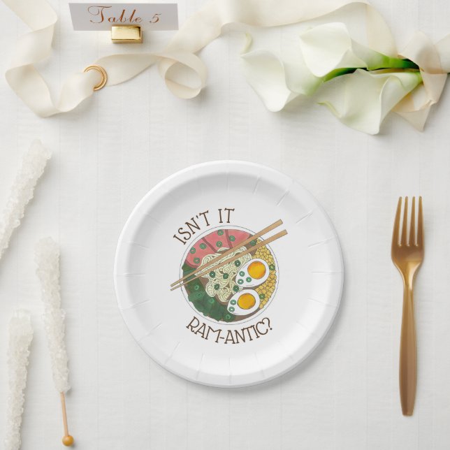 Isn't It Ram-antic Japanese Food Ramen Noodles Paper Plates (Wedding)