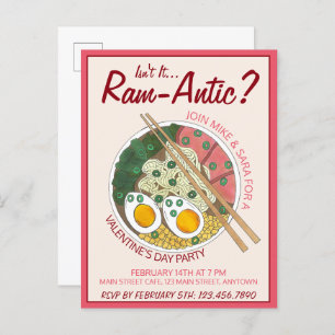 Isn't It Ram-antic Romantic Valentine's Day Ramen Invitation Postcard