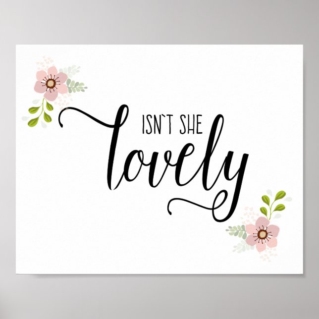 Isn't She Lovely Baby Girl Nursery Print (Front)