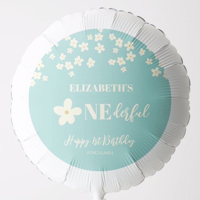 Isn't She Lovely Daisy 1st Birthday Cute Flowers Balloon (Front)