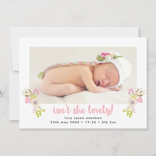 Isn't She Lovely Floral Birth Announcement (Front)