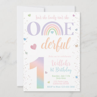 Isnt She Lovely Isnt She Onederful 1st Invitation