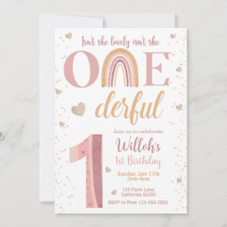 Isnt She Lovely Isnt She Onederful 1st Invitation