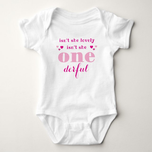 Isn't She Lovely, Isn't She Onederful Baby Bodysuit (Front)