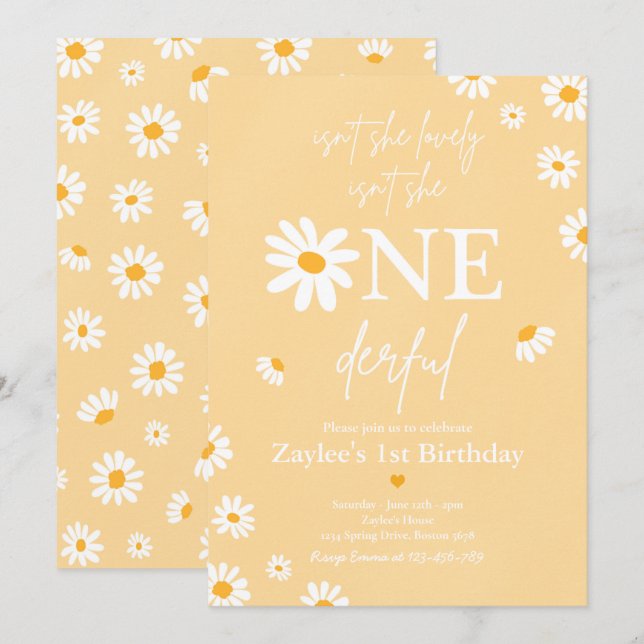 Isn't She Lovely Isn't She ONEderful Boho Birthday Invitation (Front/Back)