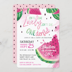 Isn't She Lovely Onederful Pink Watermelon Fruit Invitation