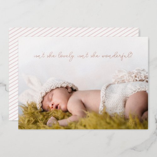 Isnt She Lovely Rose Gold Birth Announcement