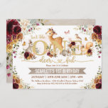 Isn't She ONE-deer-ful Fall Woodland 1st Birthday Invitation<br><div class="desc">Adorable woodland themed 1st birthday invitation in rustic fall color scheme</div>