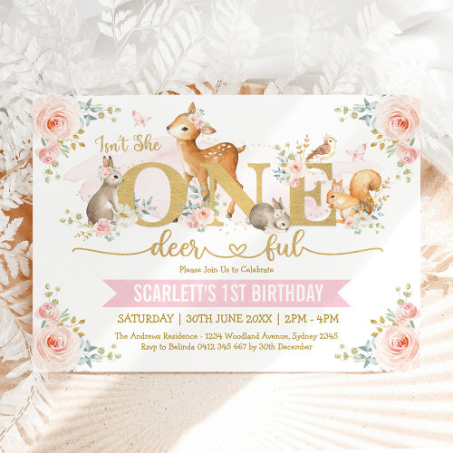 Isn't She ONE-deer-ful Girl Woodland 1st Birthday