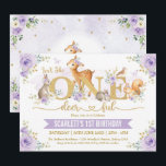 Isn't She ONE-deer-ful Lilac Woodland 1st Birthday Invitation<br><div class="desc">Feminine,  fresh and adorable woodland themed 1st birthday invitation</div>