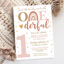 Isn't She Onederful 1st Birthday Invitation Boho