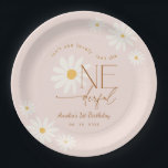 Isn't She ONEderful Daisy 1st Birthday Paper Plates<br><div class="desc">Isn't She Lovely Isn't She ONEderful daisy 1st birthday party paper plates. Cute design in blush pink. Features daisy flowers and trendy modern typography script font. Perfect for a stylish boho first girls bday celebration. Personalize with your own details.</div>