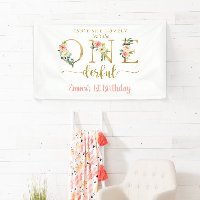 Waldtier-Banner 'Isn't She Onederful' Mit Hirschmotiv – Partydeko Für Den 1. Geburtstag Von Mädchen