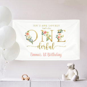 Isn't She Onederful Girl 1st Birthday Party Banner
