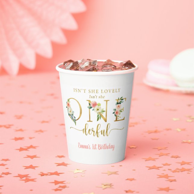 Isn't She Onederful Girl 1st Birthday Party Paper Cups (Insitu)