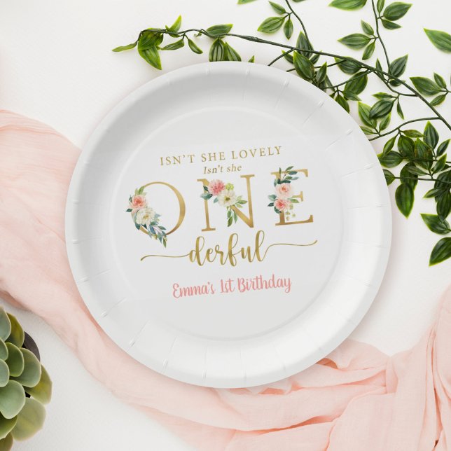 Isn't She Onederful Girl 1st Birthday Party Paper Plates (Creator Uploaded)
