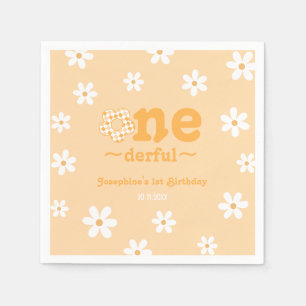 Isn't She Onederful Retro Groovy Floral Birthday Napkins