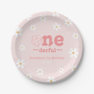 Isn't She Onederful Retro Groovy Flower Birthday Paper Plates