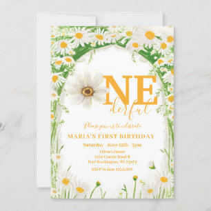 Isn't She ONEderful White Daisy First Birthday Invitation