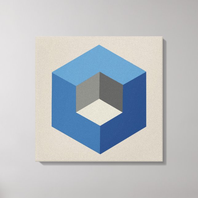 'Iso-Cube Blue Framed Canvas Print' (Front)