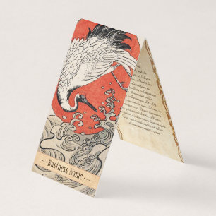 Isoda Koryusai Crane Waves and rising sun Business Card