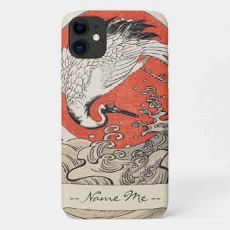 Isoda Koryusai Crane Waves and rising sun Case-Mate iPhone Case